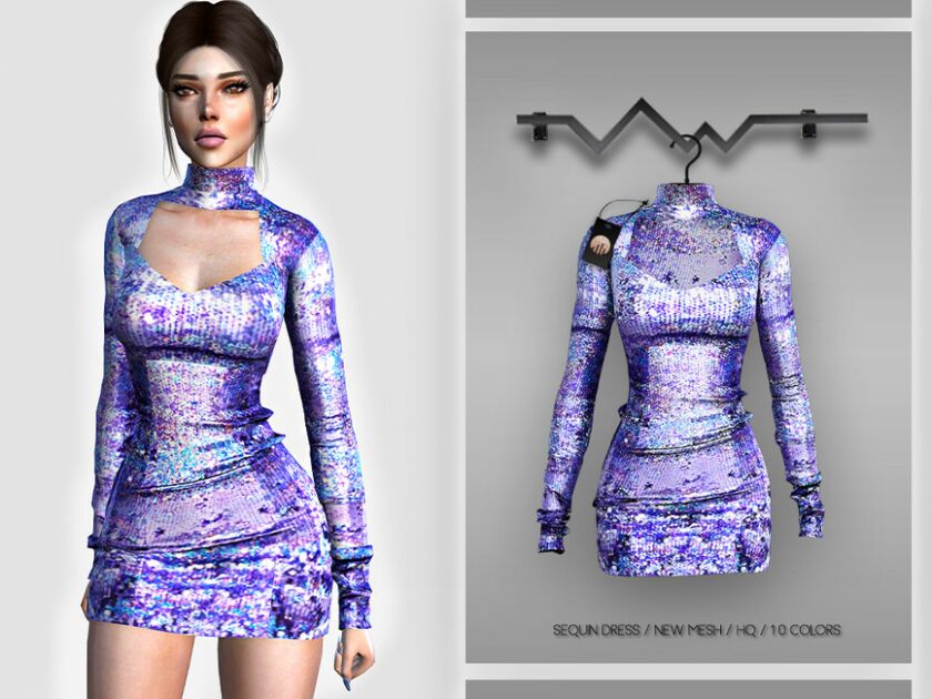 Sequin Dress BD391 By Busra-Tr Sims 4 CC