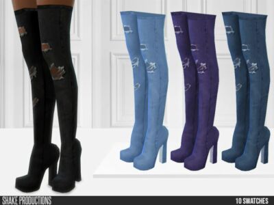 Shakeproductions 702 – Denim High Heels By Shakeproductions Sims 4 CC