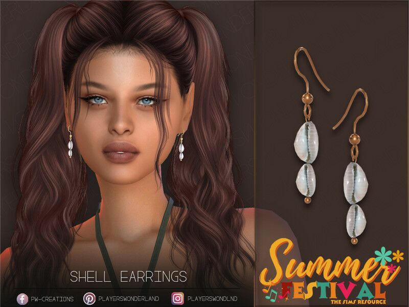 Shell Earrings By Playerswonderland Sims 4 CC