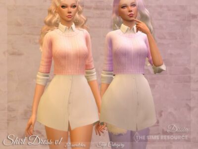 Shirt Dress V1 (Light) By Dissia Sims 4 CC