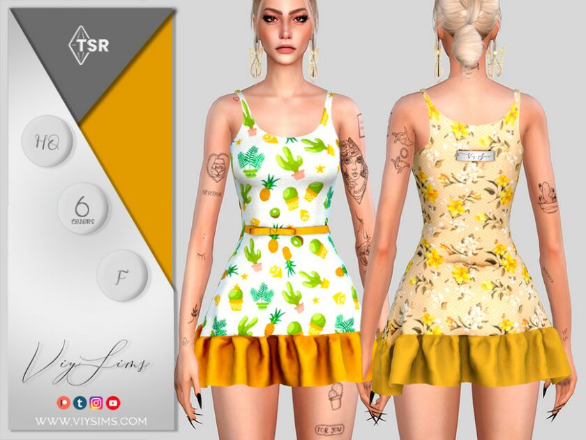 Short Dress [3] – Female [Floral Pattern] Sims 4 CC