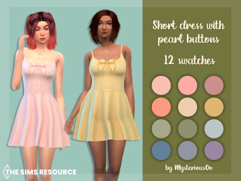 Short Dress With Pearl Buttons By Mysteriousoo Sims 4 CC