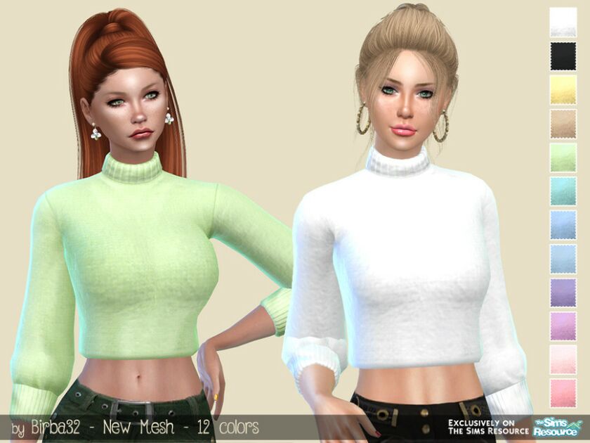 Short Sweater Pastel By Birba32 Sims 4 CC