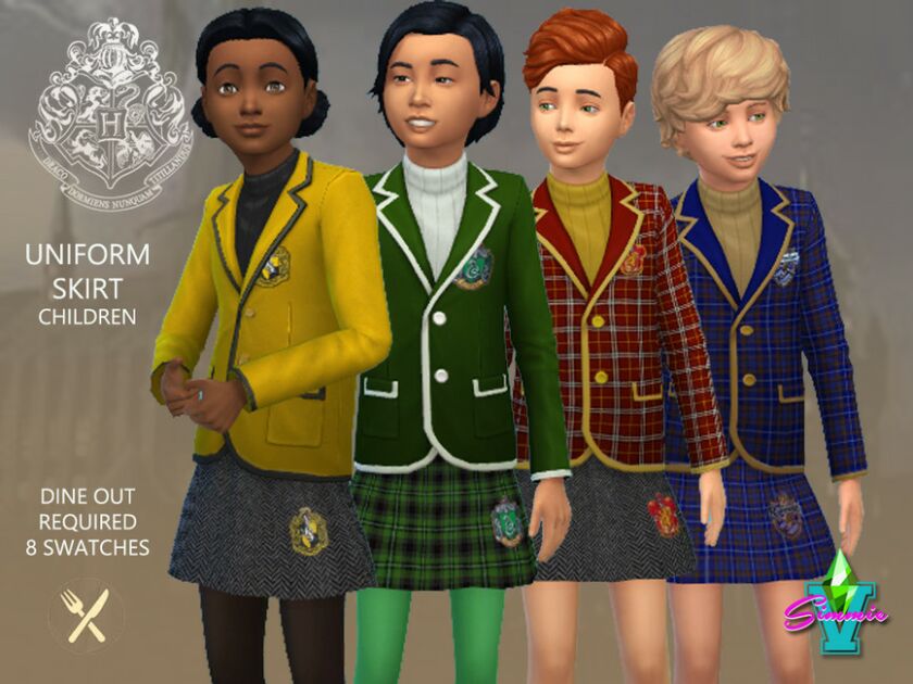 Simmiev Hogwarts Child Skirt Sims 4 CC