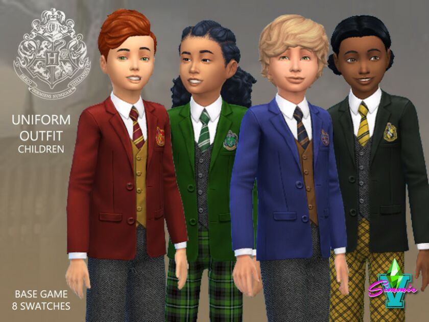 Hogwarts Child Uniform Outfit By Simmiev Sims 4 CC