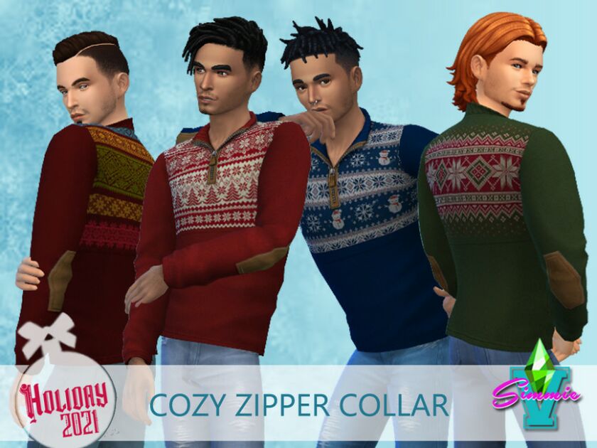 Simmiev Holiday21 Cozy ZIP Collar By Simmiev Sims 4 CC