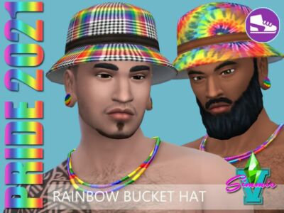 Simmiev Pride21 Rainbow Bucket HAT By Simmiev Sims 4 CC