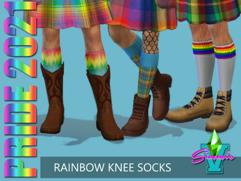 Simmiev Pride21 Rainbow Knee Socks By Simmiev Sims 4 CC