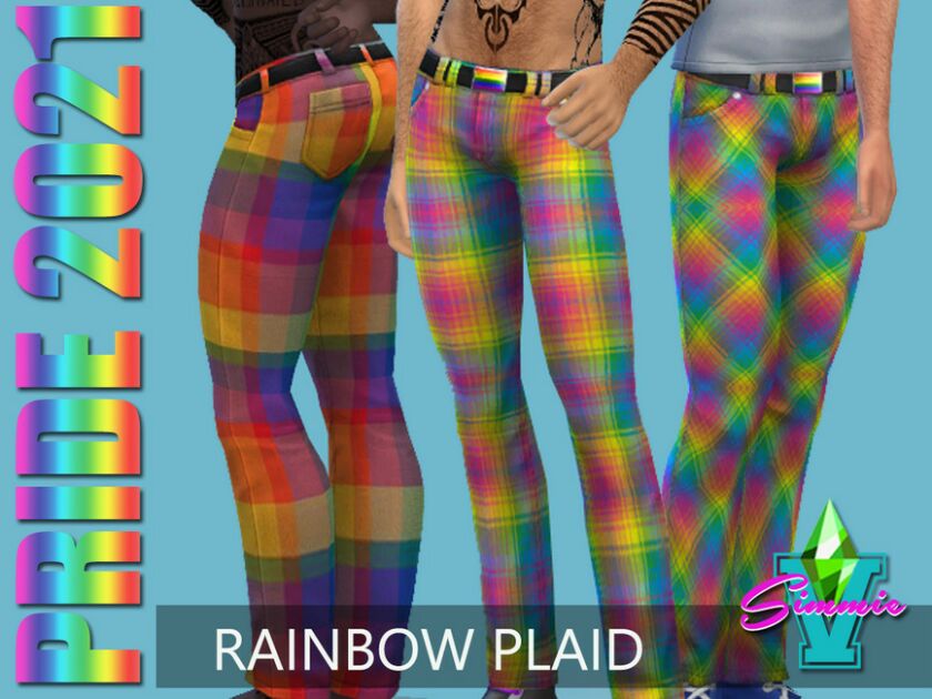 Simmiev Pride21 Rainbow Plaid Pants By Simmiev Sims 4 CC