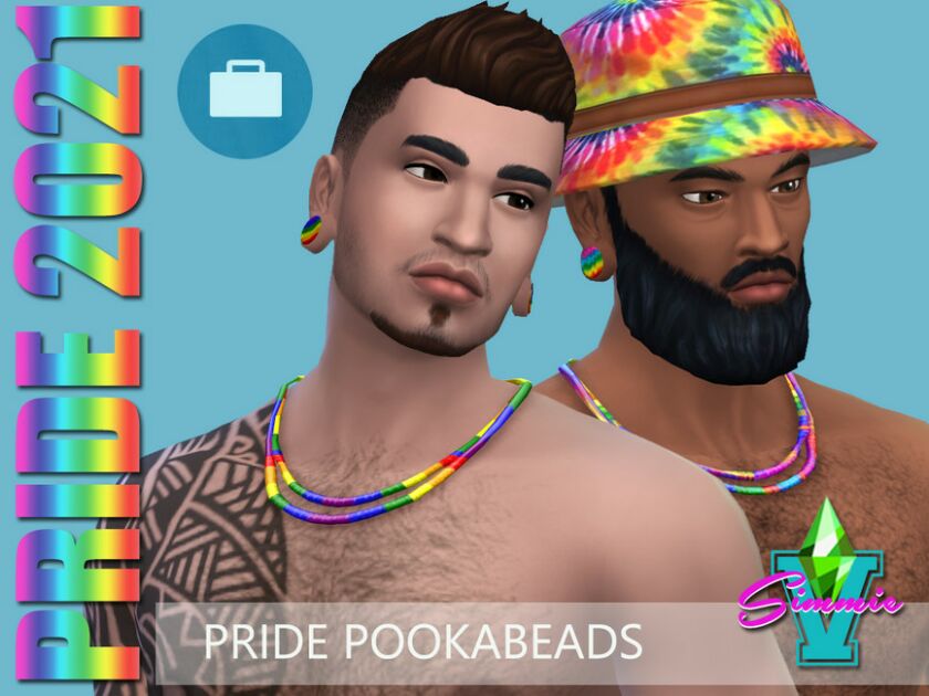 Simmiev Pride21 Rainbow Pooka Necklace By Simmiev Sims 4 CC