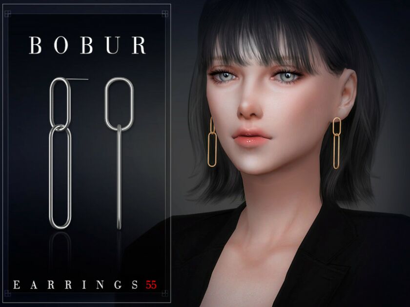 sims 4 cc simple chain earrings by bobur3 2