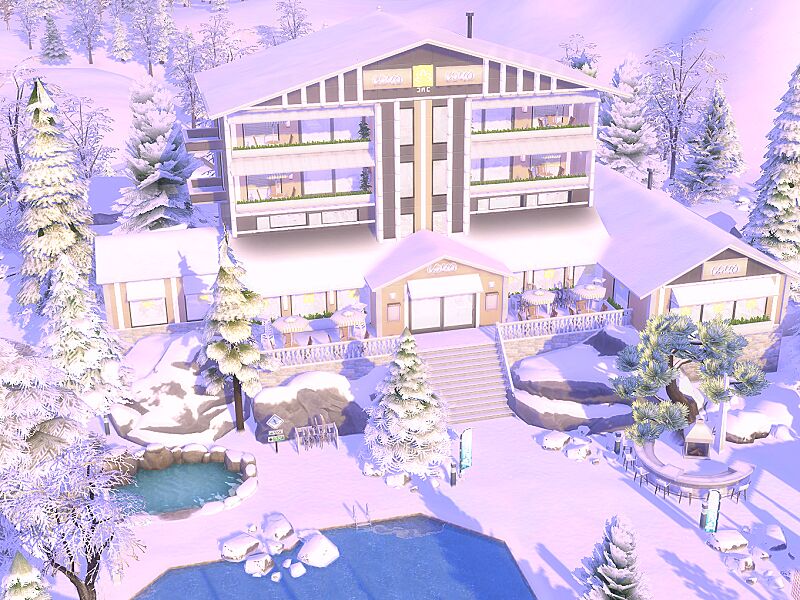 SKI Resort Hotel – NO CC Sims 4 CC