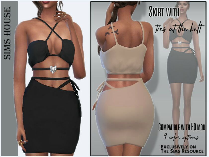 Skirt With Ties At The Belt Sims 4 CC