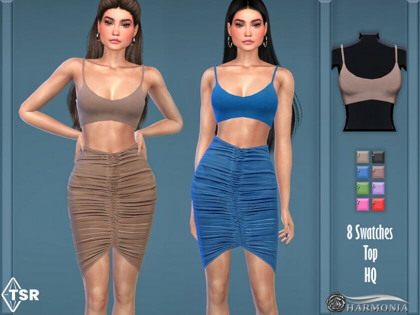 Slinky Scoop Neck Crop TOP By Harmonia Sims 4 CC