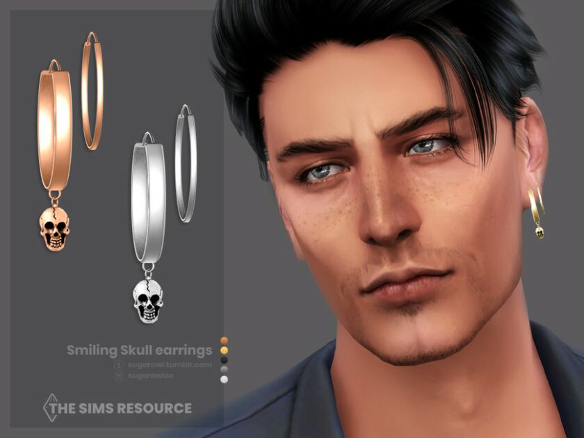 Smiling Skull Earrings | Left Sims 4 CC