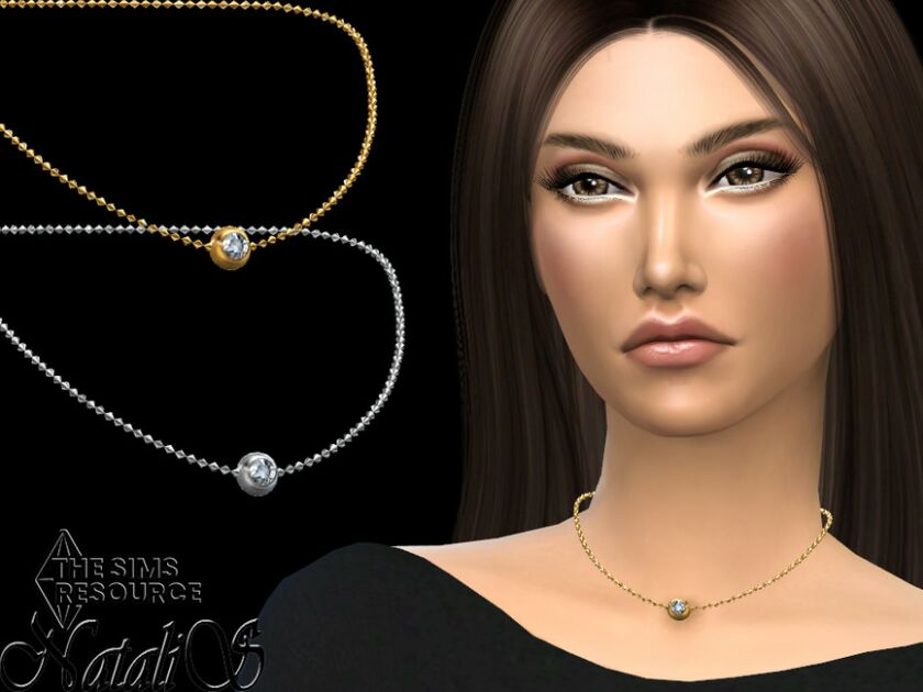 Solitaire Bezel Diamond Necklace By Natalis Sims 4 CC