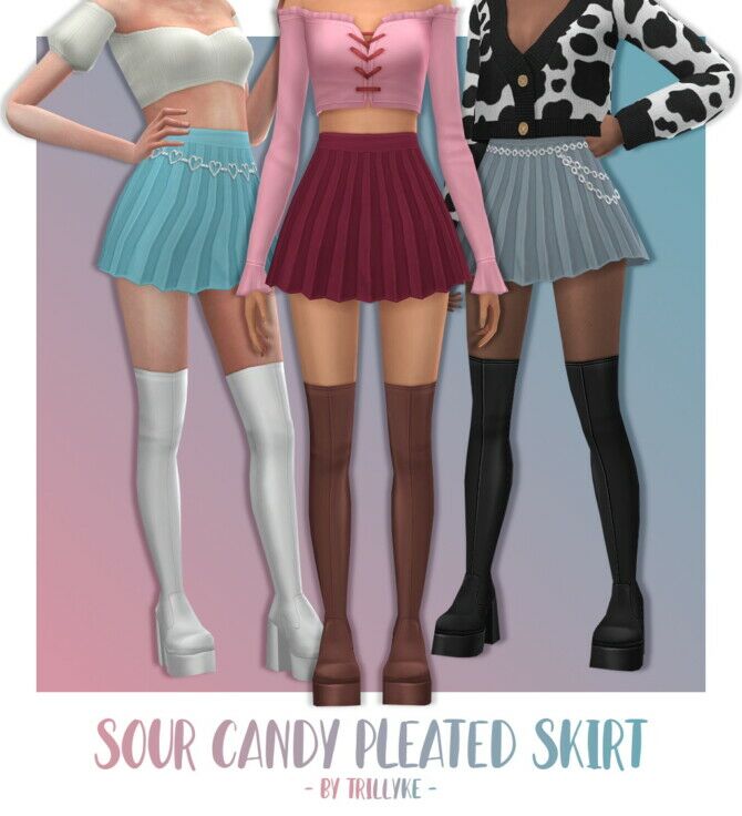 Sour Candy Pleated Skirt By Trillyke Sims 4 CC