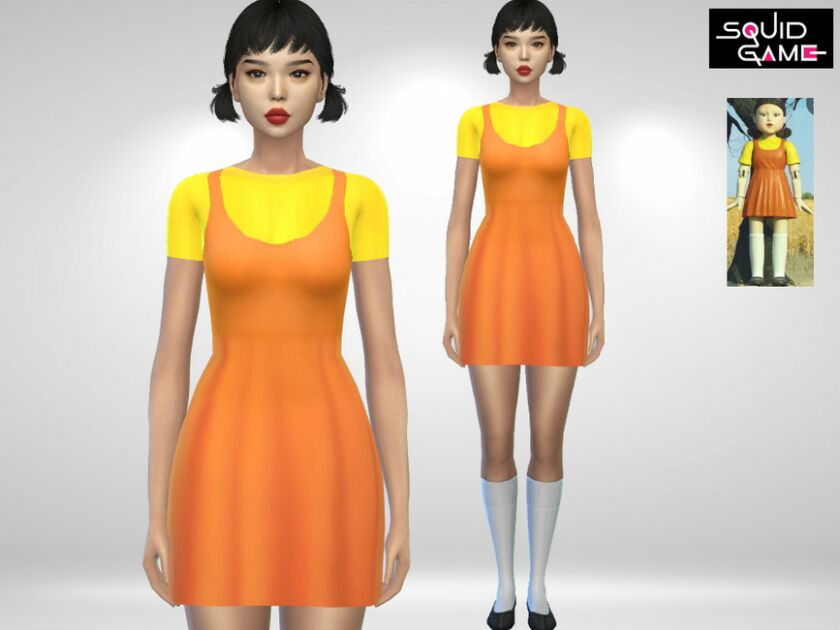 Squid Game Doll Dress By Puresim Sims 4 CC