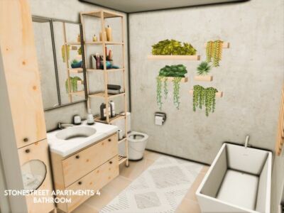 Stonestreet Apartments 4 – Bathroom (TSR Only CC) By Xogerardine Sims 4 CC