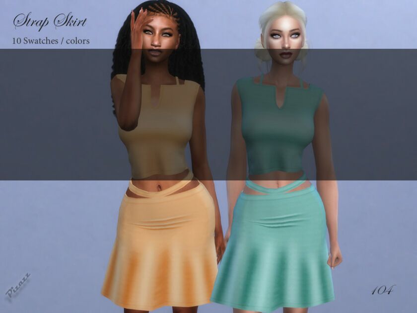 Strap Skirt By Pizazz Sims 4 CC