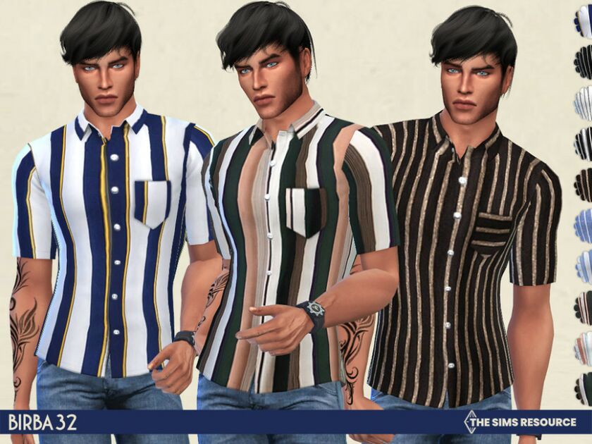 Stripes Shirts For MAN By Birba32 Sims 4 CC