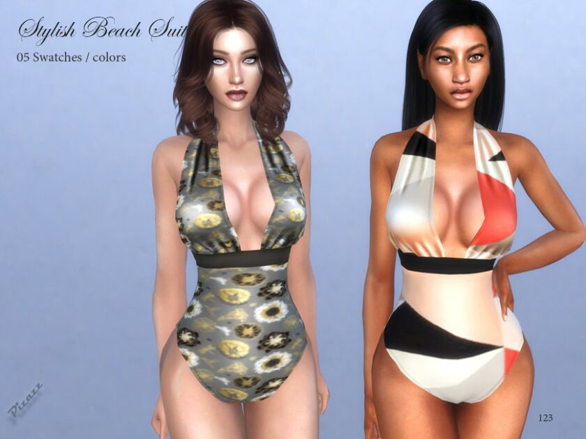 Stylish Beach Suit By Pizazz Sims 4 CC