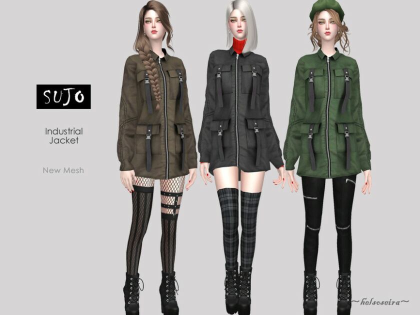 Sujo – Industrial Jacket By Helsoseira Sims 4 CC