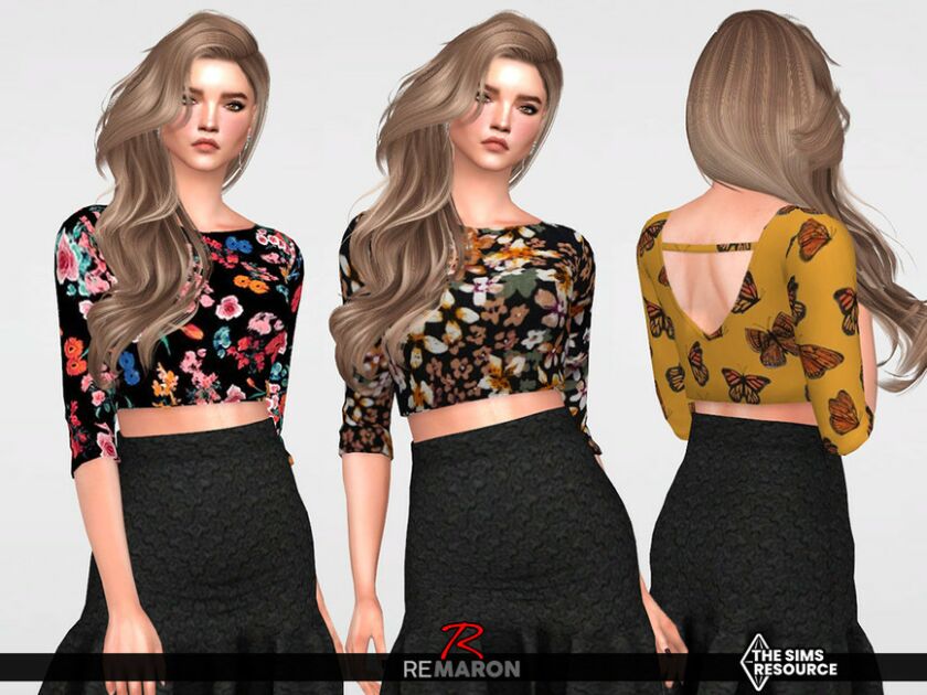 sims 4 cc summer blouse 02 for female sim by remaron 2