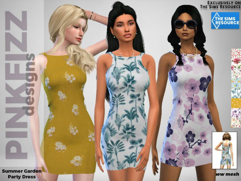 Summer Garden Party Dress By Pinkfizzzzz Sims 4 CC