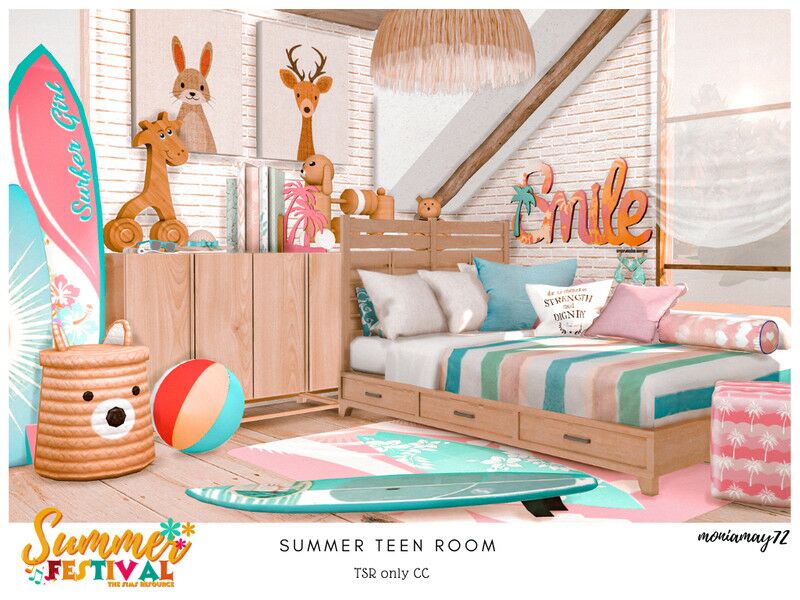 Summer Teen Bedroom Sims 4 CC