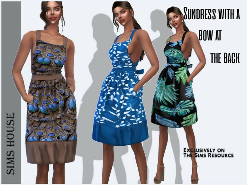 sims 4 cc sundress with a bow at the back 2