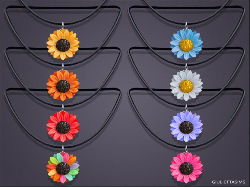 sims 4 cc sunflower daisy necklace by feyona 2