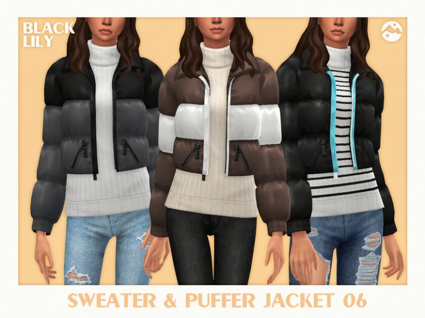 Sweater & Puffer Jacket 06 Sims 4 CC