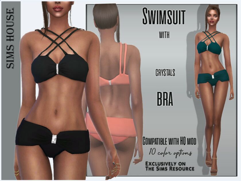 Swimsuit With Crystals TOP Sims 4 CC