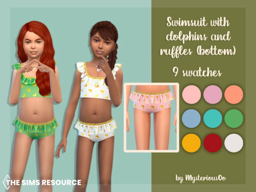 Swimsuit With Dolphins And Ruffles Bottom Sims 4 CC