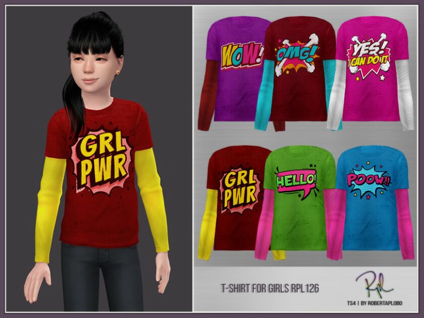 T-Shirt For Girls RPL126 By Robertaplobo Sims 4 CC