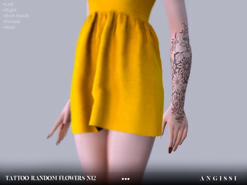 Tattoo-Random Flowers N12 By Angissi Sims 4 CC