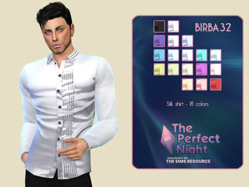 The Perfect Night – Silk Shirt By Birba32 Sims 4 CC