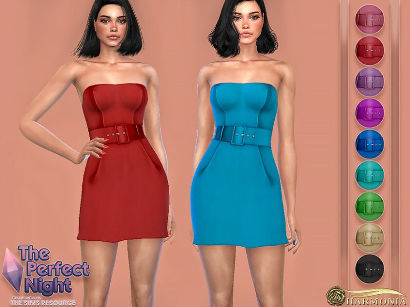 The Perfect Night – Strapless Dress By Harmonia Sims 4 CC