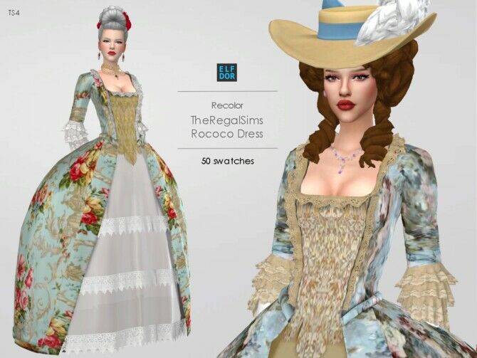 The Regal Rococo Dress Recolored Sims 4 CC