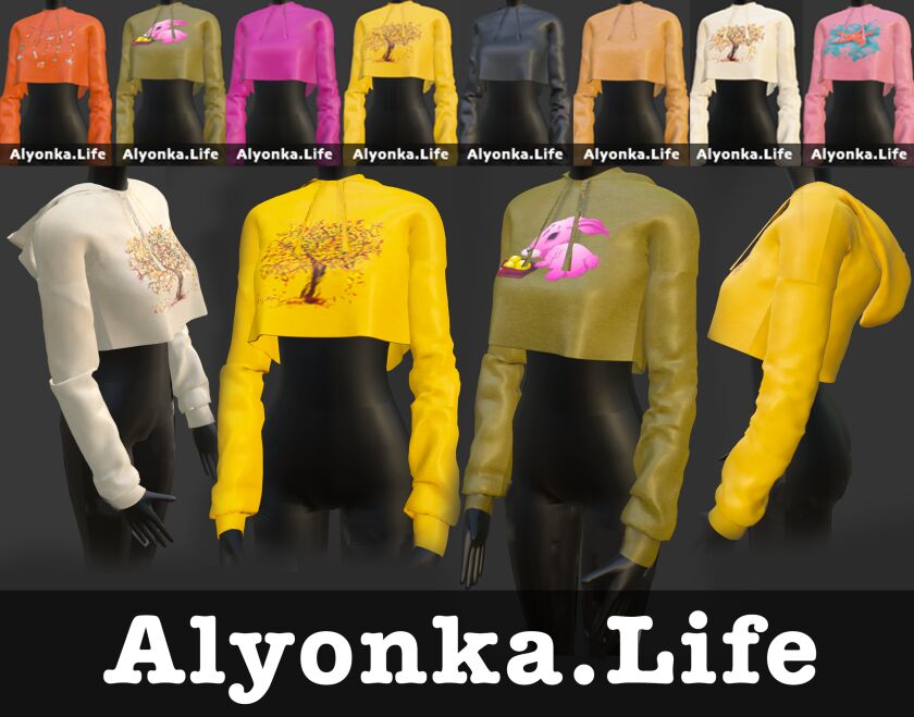 Cropped Hoodie 14 Different Colors By Alyonkalife Sims 4 CC