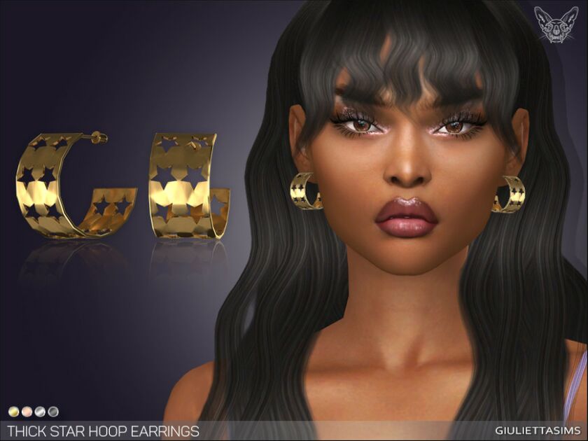 Thick Star Hoop Earrings By Feyona Sims 4 CC