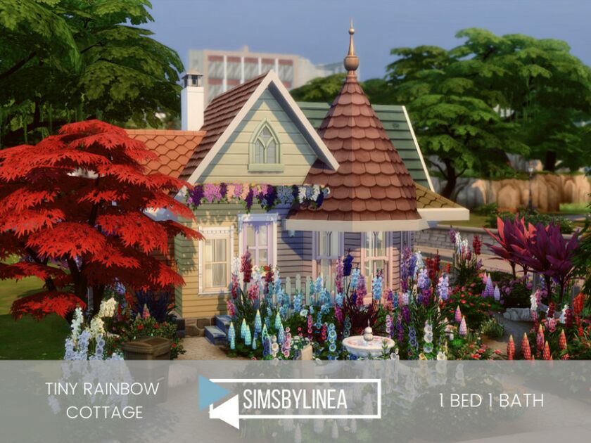 Tiny Rainbow Cottage By Simsbylinea Sims 4 CC