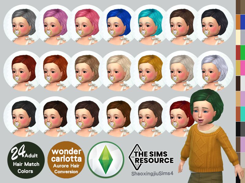 sims 4 cc toddler aurore hair 24 colors by jeisse197 2