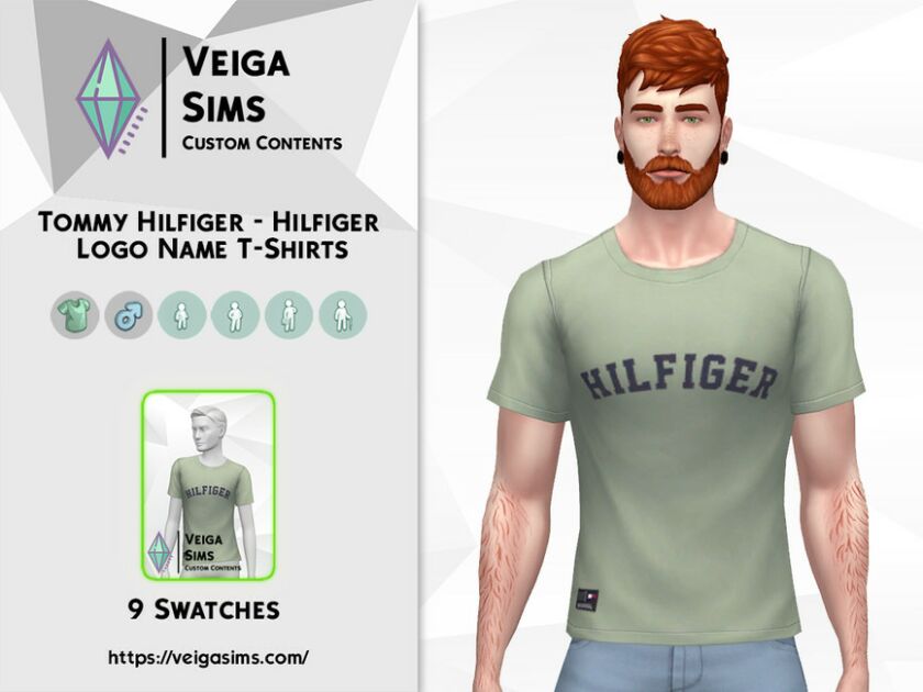 Tommy Hilfiger – Hilfiger Logo Name T-Shirts Sims 4 CC