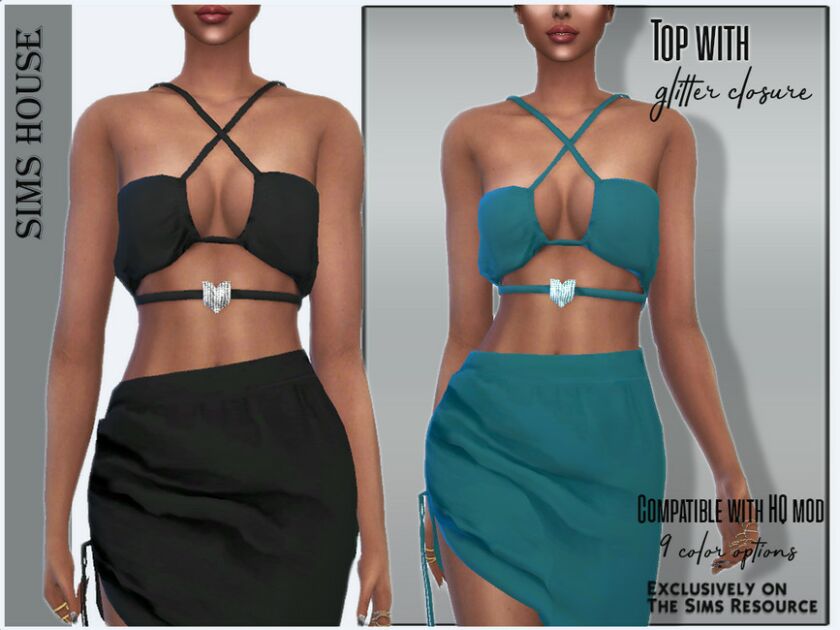 TOP With Glitter Closure Sims 4 CC