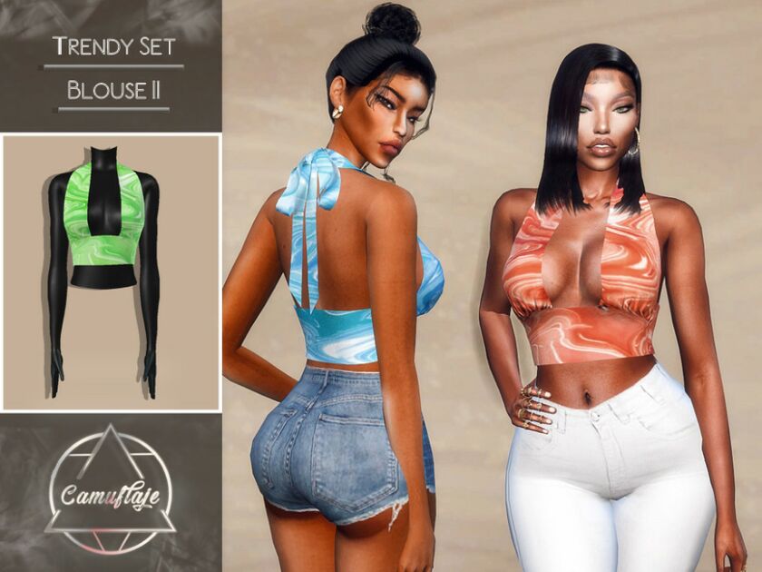 Trendy Tops SET – Blouse II By Camuflaje Sims 4 CC