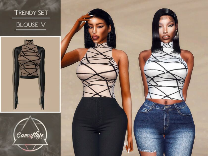 Trendy Tops SET – Blouse IV By Camuflaje Sims 4 CC