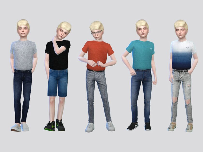 Tucked Basic Rolled Tees Boys Sims 4 CC