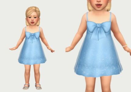 Tulle BOW Dress By Casteru Sims 4 CC